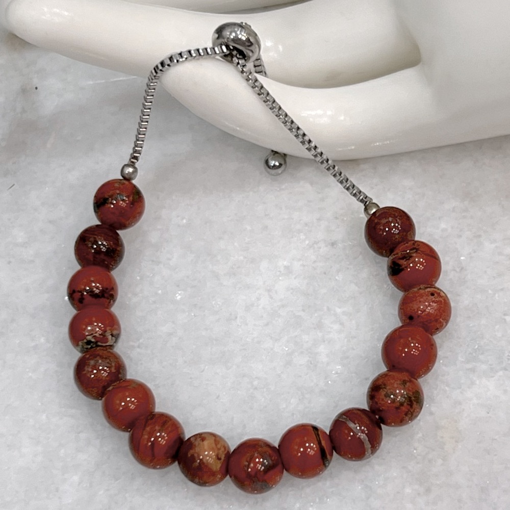 Red Jasper Silver BOLO Bracelet